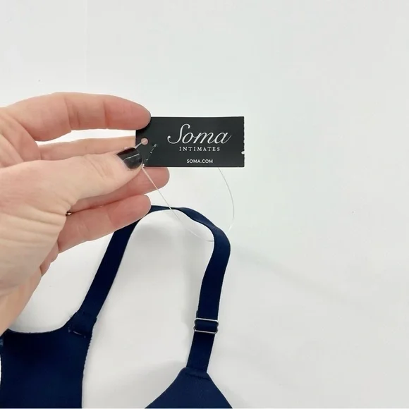 NWT Soma Vanishing Back Front Close Full Coverage Smoothing Navy Blue Bra Sz 32A - Picture 5 of 8